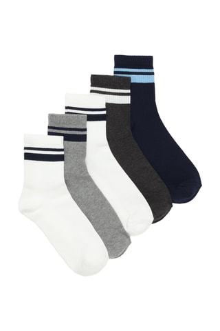 5 paia di calze - Bianco e grigio