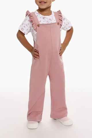 Salopette e t-shirt - Bianco e rosa