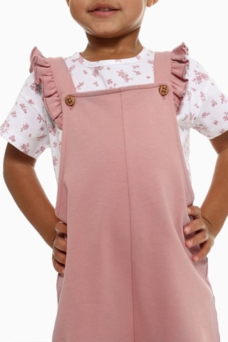 Salopette e t-shirt - Bianco e rosa