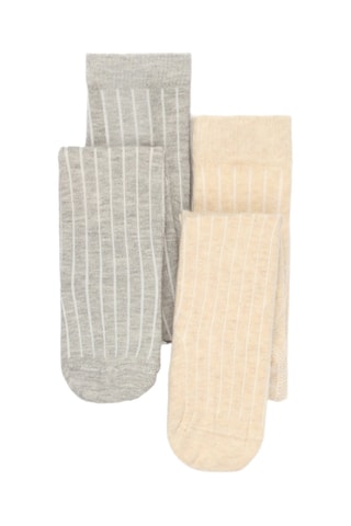 2 paia di gambaletti - Grigio melange e beige