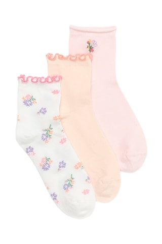 3 paia di calze - Bianco e rosa