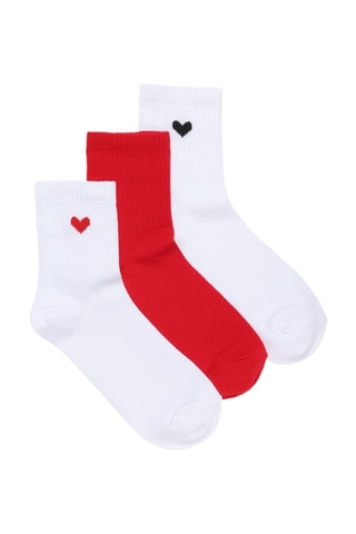 3 paia di calze - Bianco e rosso