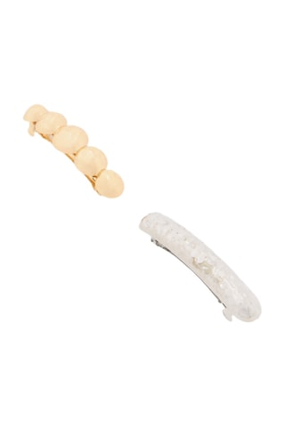 2 pinze per capelli - Giallo e bianco