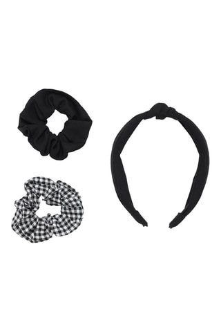 2 scrunchie e cerchietto - Nero