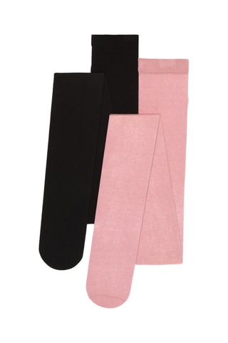 2 paia di collant - Nero e rosa