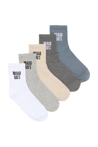 5 paia di calze - Bianco e grigio chiaro melange