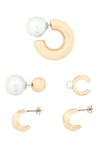 4 orecchini e ear cuff - Dorato
