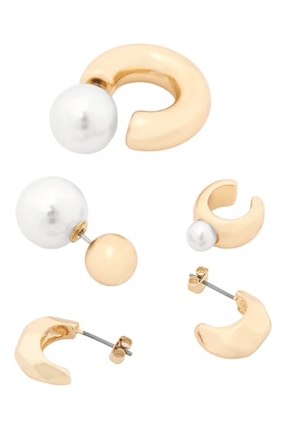 4 orecchini e ear cuff - Dorato