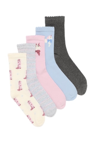 5 paia di calze - Rosa e celeste