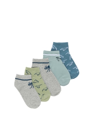 5 paia di calze - Grigio chiaro melange e verde chiaro