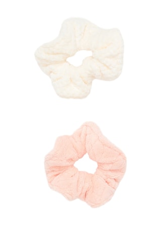 2 scrunchie - Bianco e rosa