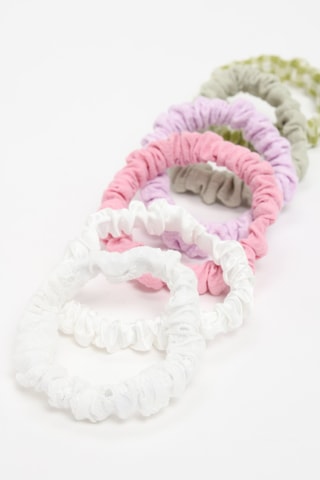 6 scrunchie - Bianco e rosa