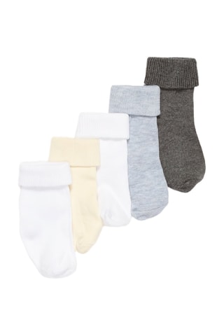 5 paia di calze - Bianco e grigio chiaro melange