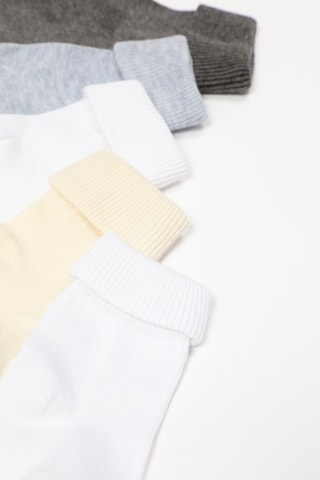 5 paia di calze - Bianco e grigio chiaro melange