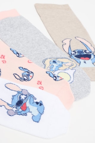 4 paia di calze Stitch Lilo & Stitch Disney - Bianco e grigio chiaro melange