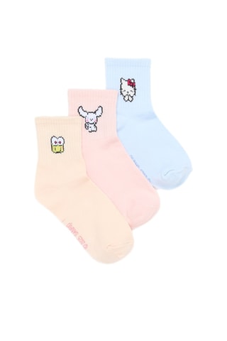 3 paio di calze Hello Kitty Sanrio - Rosa e celeste