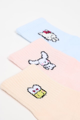 3 paio di calze Hello Kitty Sanrio - Rosa e celeste