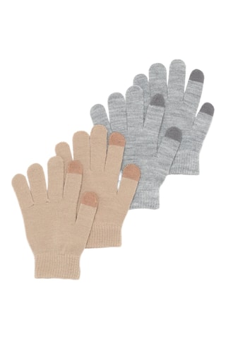2 paia di guanti - Grigio chiaro melange e beige