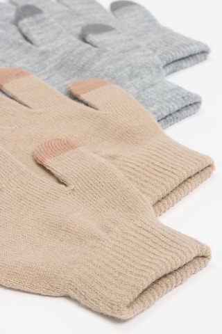 2 paia di guanti - Grigio chiaro melange e beige