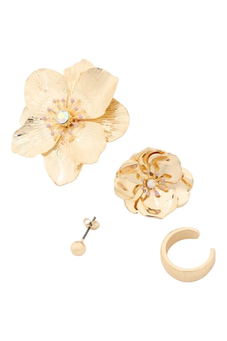 3 orecchini e 1 ear cuff - Dorato