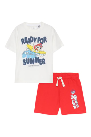 T-shirt e shorts Marshall Paw Patrol - Bianco e rosso