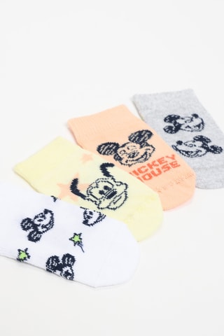 4 paia di calzini Topolino e Dumbo Disney - Bianco e giallo