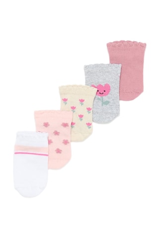 5 paia di calze - Bianco e rosa