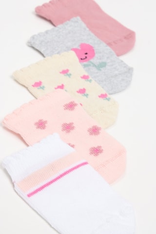 5 paia di calze - Bianco e rosa