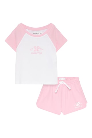 T-shirt e shorts - Bianco e rosa