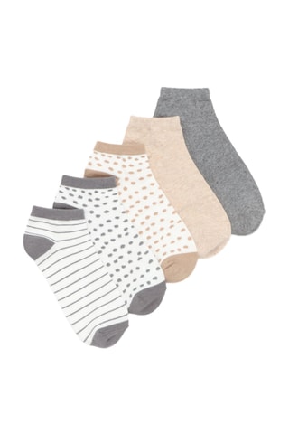 5 paia di calze - Bianco, grigio scuro e beige