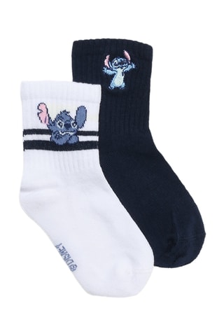 2 paia di calze Stitch Lilo & Stitch Disney - Bianco e navy