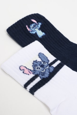2 paia di calze Stitch Lilo & Stitch Disney - Bianco e navy