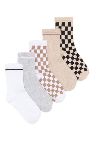 5 paia di calze - Bianco, grigio chiaro melange e beige