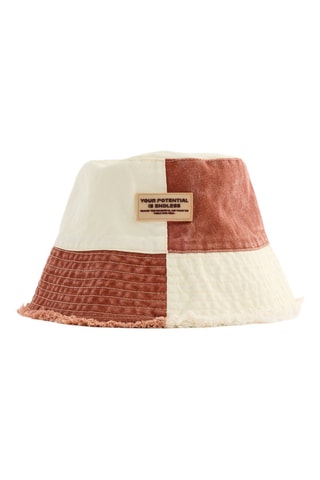 Cappello da pescatore - Ecrù e rosso mattone