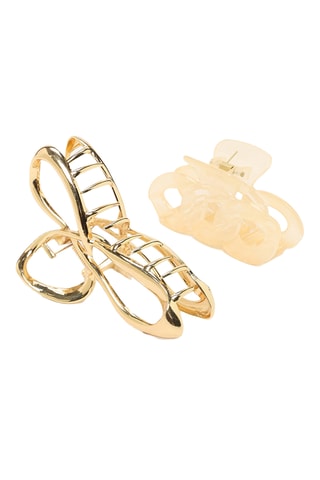 2 pinze per capelli - Beige e dorato