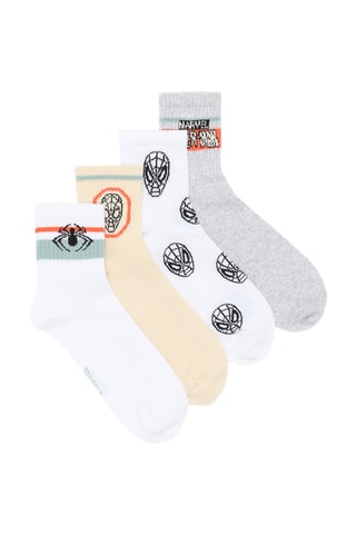 4 paia di calze Spider-Man Avengers Marvel - Bianco, grigio chiaro melange e beige