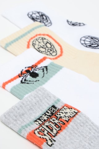 4 paia di calze Spider-Man Avengers Marvel - Bianco, grigio chiaro melange e beige