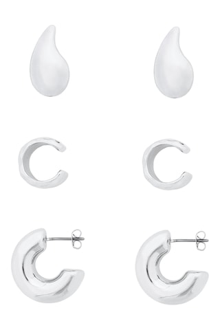 2 orecchini e 2 ear cuff - Argentato