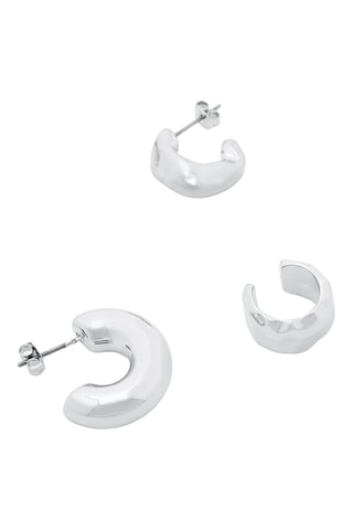 2 orecchini e 2 ear cuff - Argentato