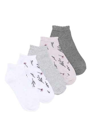 5 paia di calze - Bianco, grigio chiaro melange e rosa