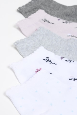 5 paia di calze - Bianco, grigio chiaro melange e rosa