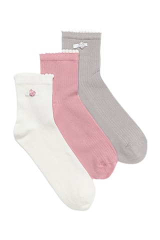 3 paia di calze - Ecrù e rosa antico