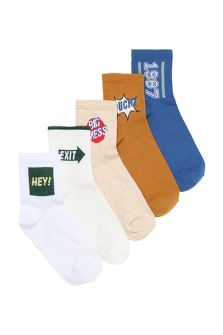 5 paia di calze - Bianco e beige melange