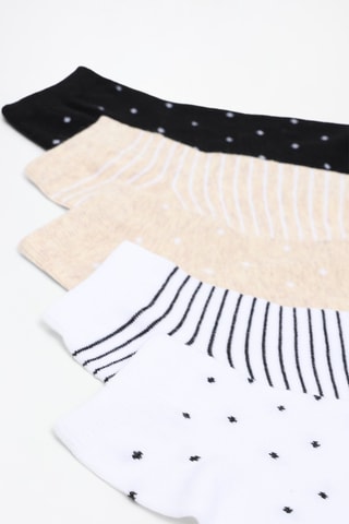 5 paia di calze - Bianco e beige melange