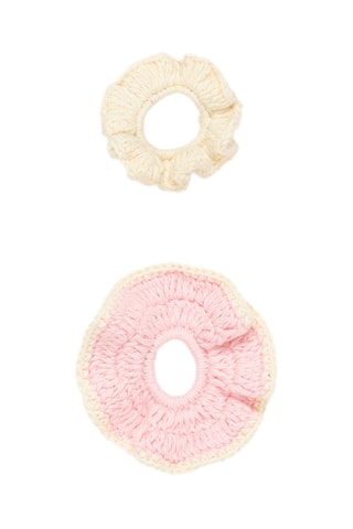 2 scrunchie - Rosa ed ecrù