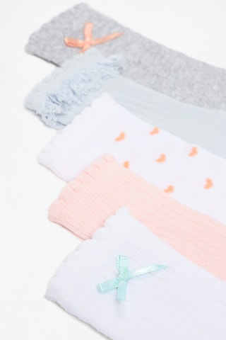 5 paia di calze - Bianco e rosa