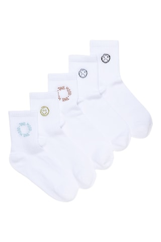 5 paia di calze Smiley - Bianco