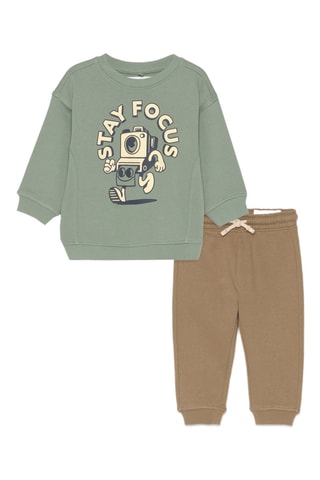 Felpa e pantaloni sportivi - Verde acqua e marrone
