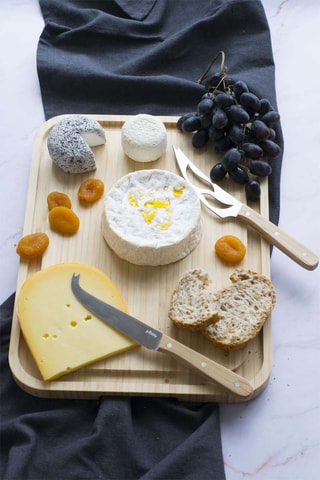 2 couteaux à fromage en acier inoxydable et bambou - 22 cm