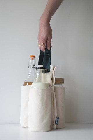 Sac à bouteilles en coton biologique - Blanc
